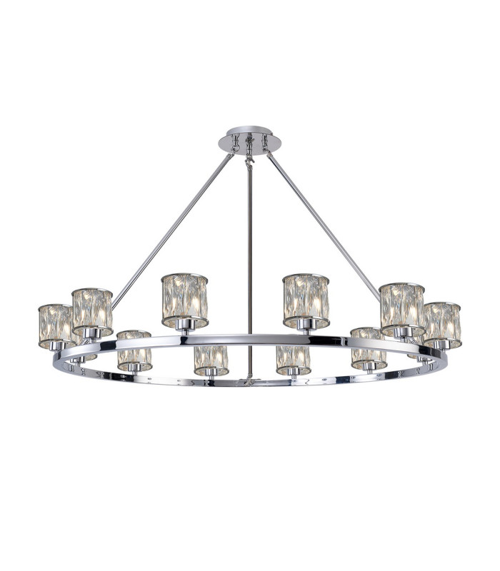 Keene 105.8cm 12 Light Round G9 Telescopic Light Polished Chrome / Clear Crystal Shade-1