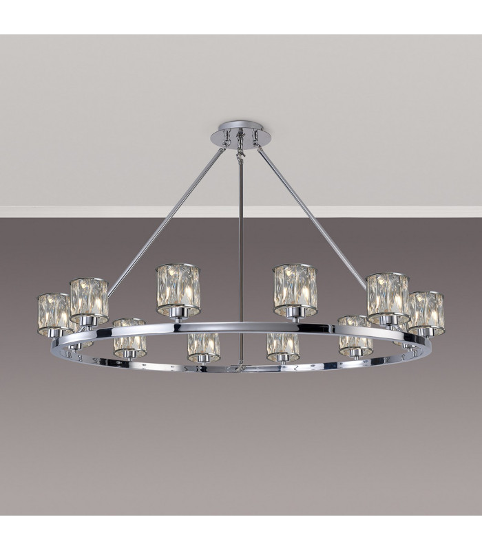 Keene 105.8cm 12 Light Round G9 Telescopic Light Polished Chrome / Clear Crystal Shade-3