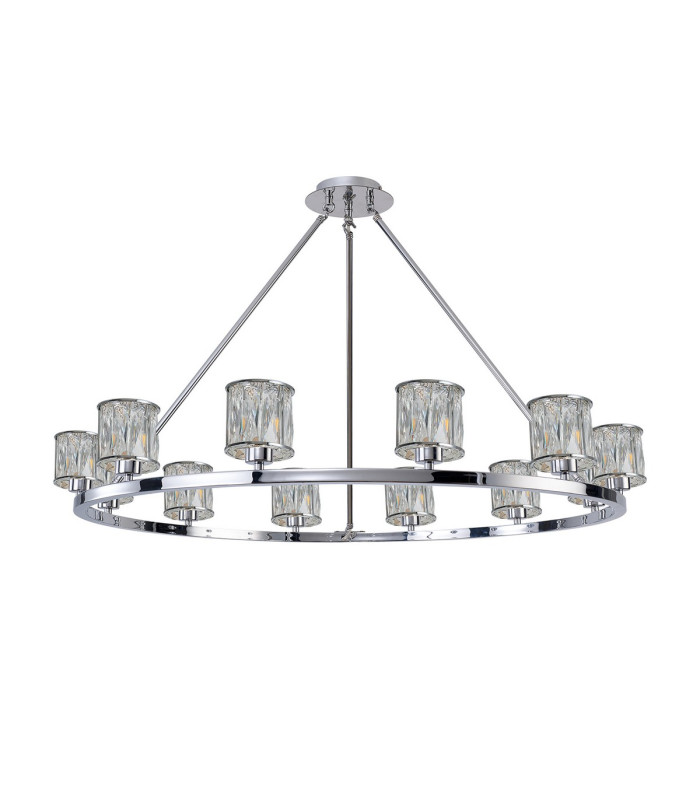 Keene 105.8cm 12 Light Round G9 Telescopic Light Polished Chrome / Clear Crystal Shade-4