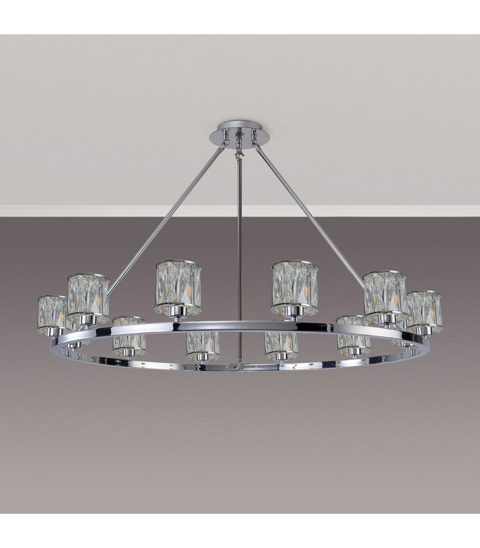 Keene 105.8cm 12 Light Round G9 Telescopic Light Polished Chrome / Clear Crystal Shade-7