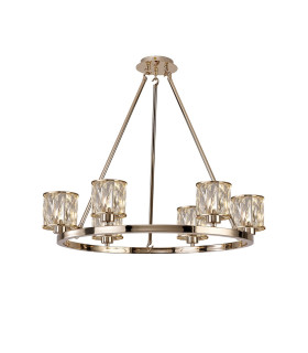 Keene 70.8cm 6 Light Round G9 Telescopic Light French Gold / Clear Crystal Shade-1