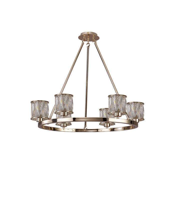 Keene 70.8cm 6 Light Round G9 Telescopic Light French Gold / Clear Crystal Shade-4