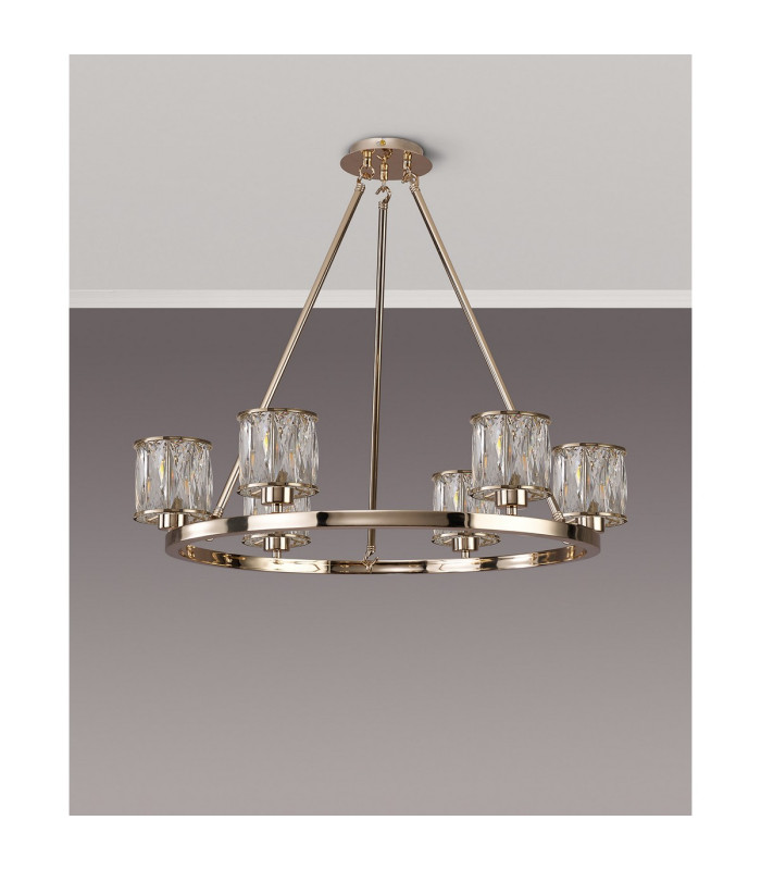 Keene 70.8cm 6 Light Round G9 Telescopic Light French Gold / Clear Crystal Shade-7
