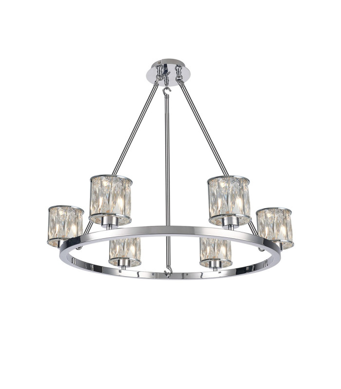 Keene 70.8cm 6 Light Round G9 Telescopic Light Polished Chrome / Clear Crystal Shade-1