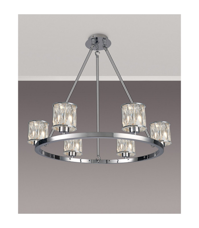 Keene 70.8cm 6 Light Round G9 Telescopic Light Polished Chrome / Clear Crystal Shade-3