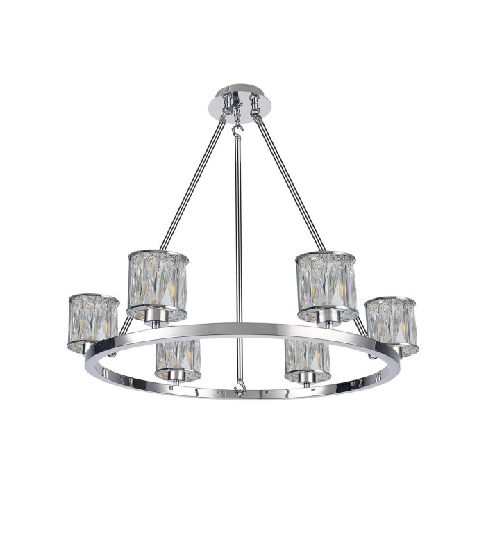Keene 70.8cm 6 Light Round G9 Telescopic Light Polished Chrome / Clear Crystal Shade-4