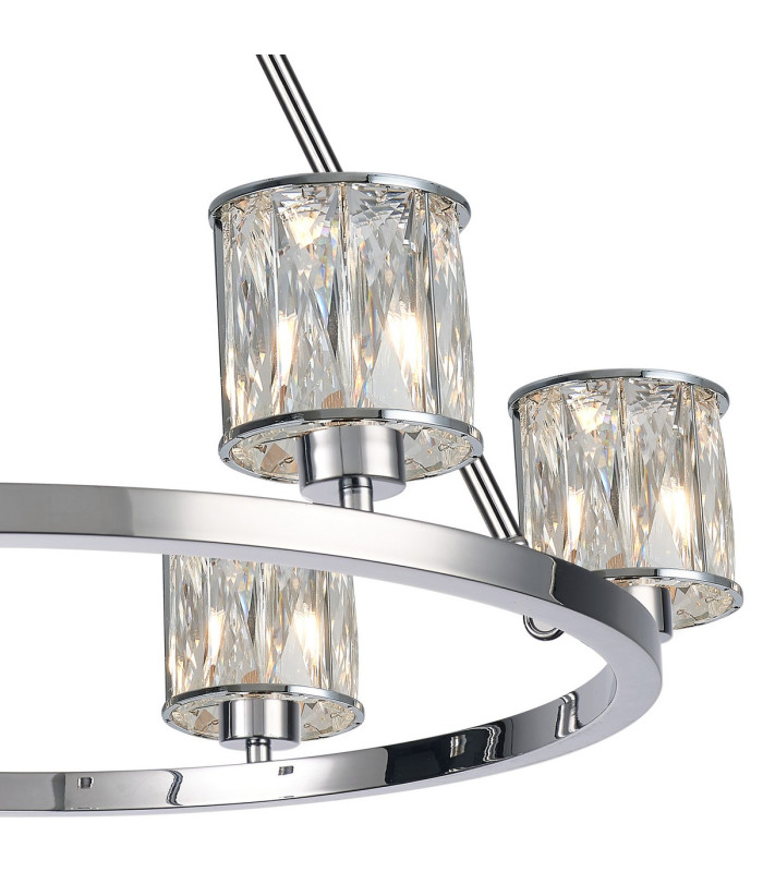 Keene 70.8cm 6 Light Round G9 Telescopic Light Polished Chrome / Clear Crystal Shade-7