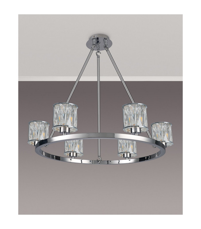 Keene 70.8cm 6 Light Round G9 Telescopic Light Polished Chrome / Clear Crystal Shade-10