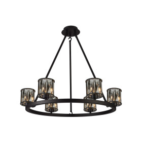 Keene 70.8cm 6 Light Round G9 Telescopic Light Sand Black / Smoked Crystal Shade-1