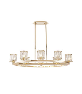 Keene 8 Light Oval G9 Telescopic Light French Gold / Clear Crystal Shade-1