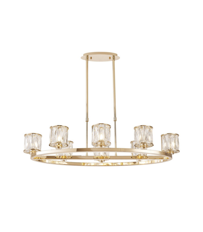 Keene 8 Light Oval G9 Telescopic Light French Gold / Clear Crystal Shade-1