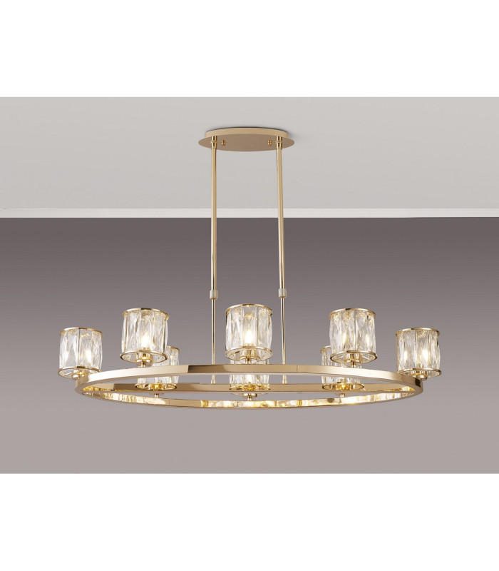 Keene 8 Light Oval G9 Telescopic Light French Gold / Clear Crystal Shade-3