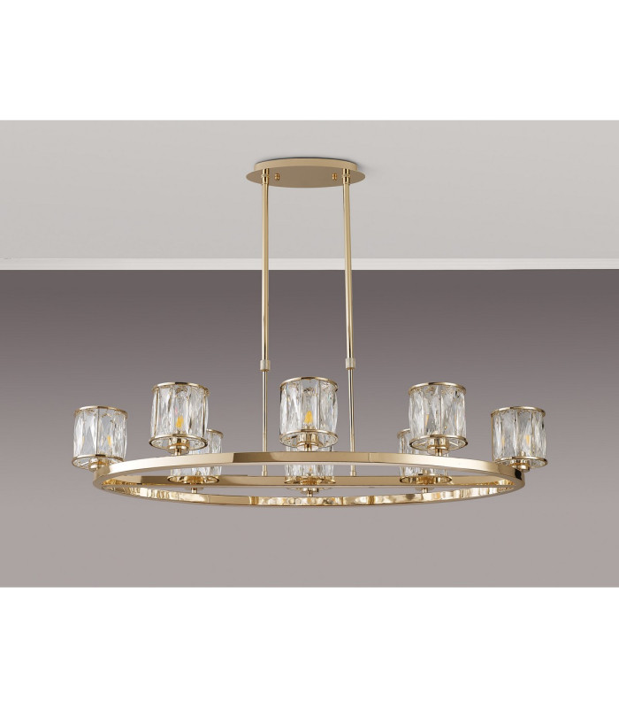 Keene 8 Light Oval G9 Telescopic Light French Gold / Clear Crystal Shade-12