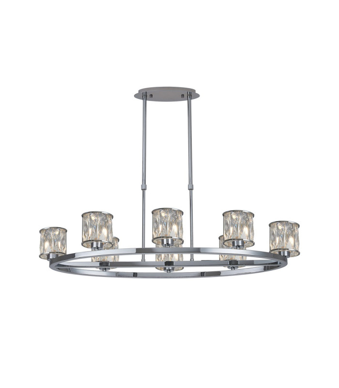 Keene 8 Light Oval G9 Telescopic Light Polished Chrome / Clear Crystal Shade-1