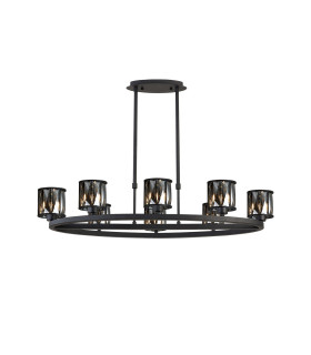 Keene 8 Light Oval G9 Telescopic Light Sand Black / Smoked Crystal Shade-1