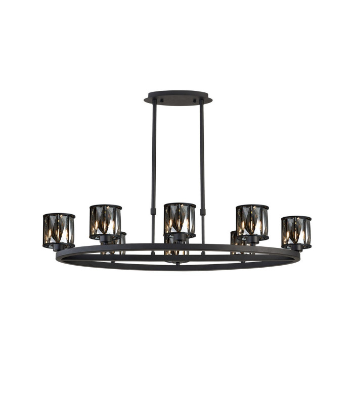 Keene 8 Light Oval G9 Telescopic Light Sand Black / Smoked Crystal Shade-1