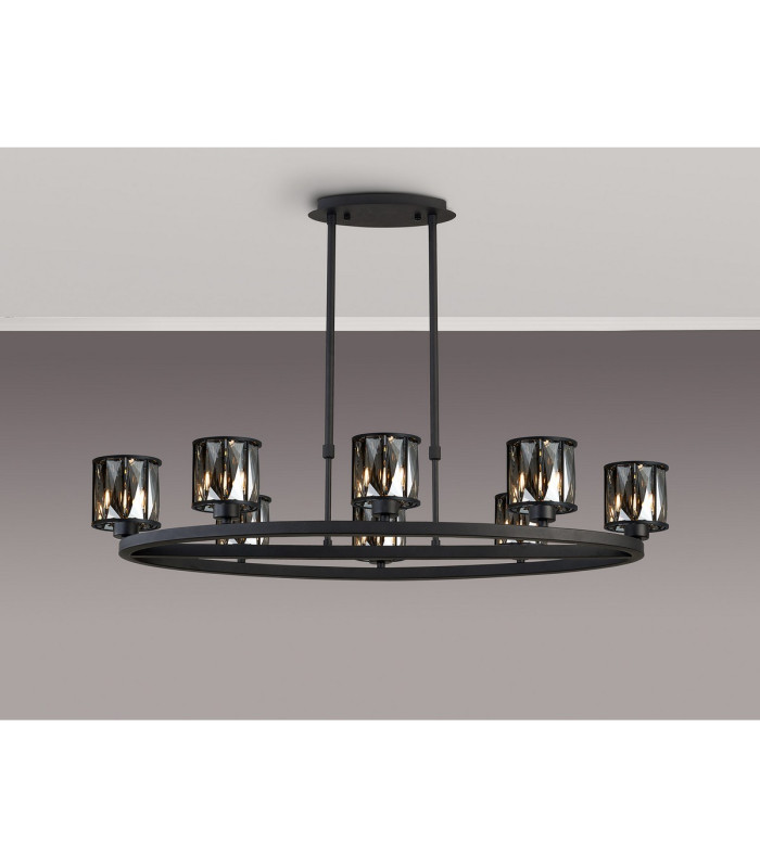 Keene 8 Light Oval G9 Telescopic Light Sand Black / Smoked Crystal Shade-3