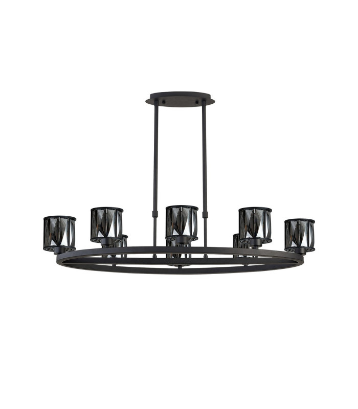 Keene 8 Light Oval G9 Telescopic Light Sand Black / Smoked Crystal Shade-4