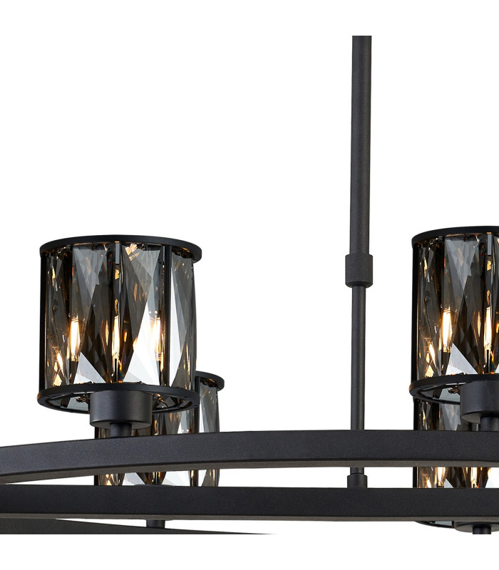 Keene 8 Light Oval G9 Telescopic Light Sand Black / Smoked Crystal Shade-6
