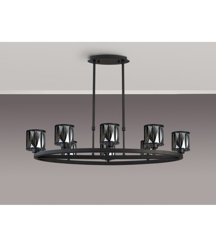 Keene 8 Light Oval G9 Telescopic Light Sand Black / Smoked Crystal Shade-10