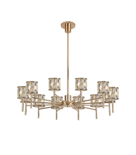 Keene 91.8cm 12 Light G9 Telescopic Light French Gold / Clear Crystal Shade-1