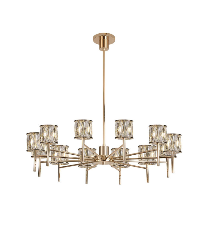 Keene 91.8cm 12 Light G9 Telescopic Light French Gold / Clear Crystal Shade-1