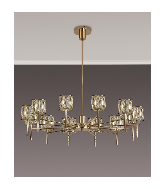 Keene 91.8cm 12 Light G9 Telescopic Light French Gold / Clear Crystal Shade-3