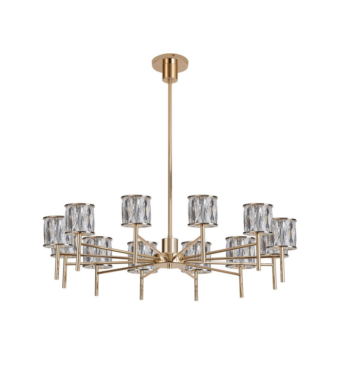 Keene 91.8cm 12 Light G9 Telescopic Light French Gold / Clear Crystal Shade-4
