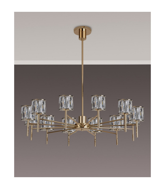 Keene 91.8cm 12 Light G9 Telescopic Light French Gold / Clear Crystal Shade-10