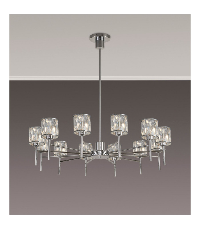 Keene 91.8cm 12 Light G9 Telescopic/Semi Flush Polished Chrome / Clear Crystal Shade-3