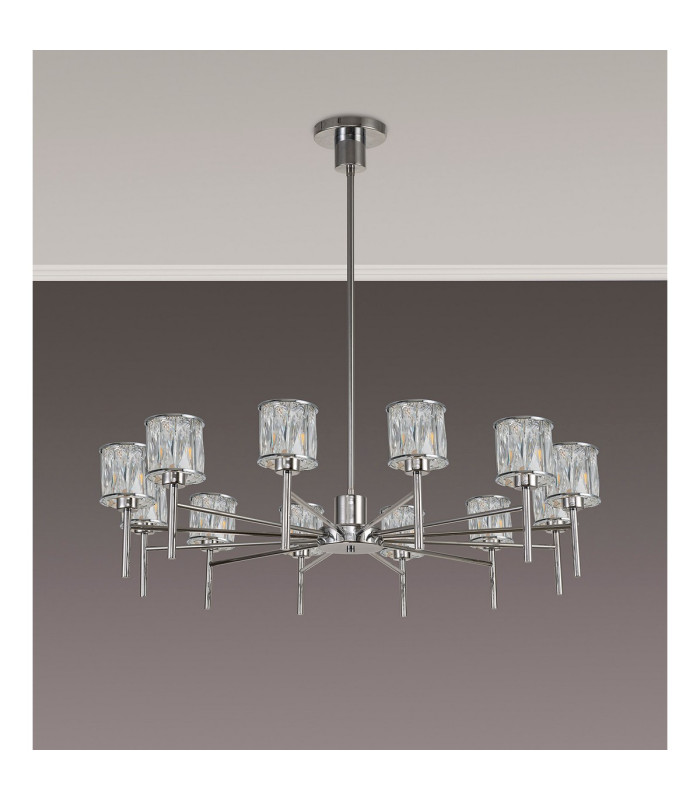 Keene 91.8cm 12 Light G9 Telescopic/Semi Flush Polished Chrome / Clear Crystal Shade-10