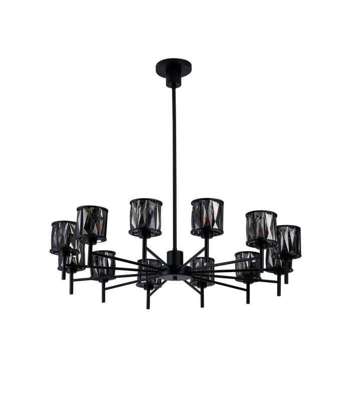 Keene 91.8cm 12 Light G9 Telescopic Light Satin Black / Smoke Crystal Shade-4