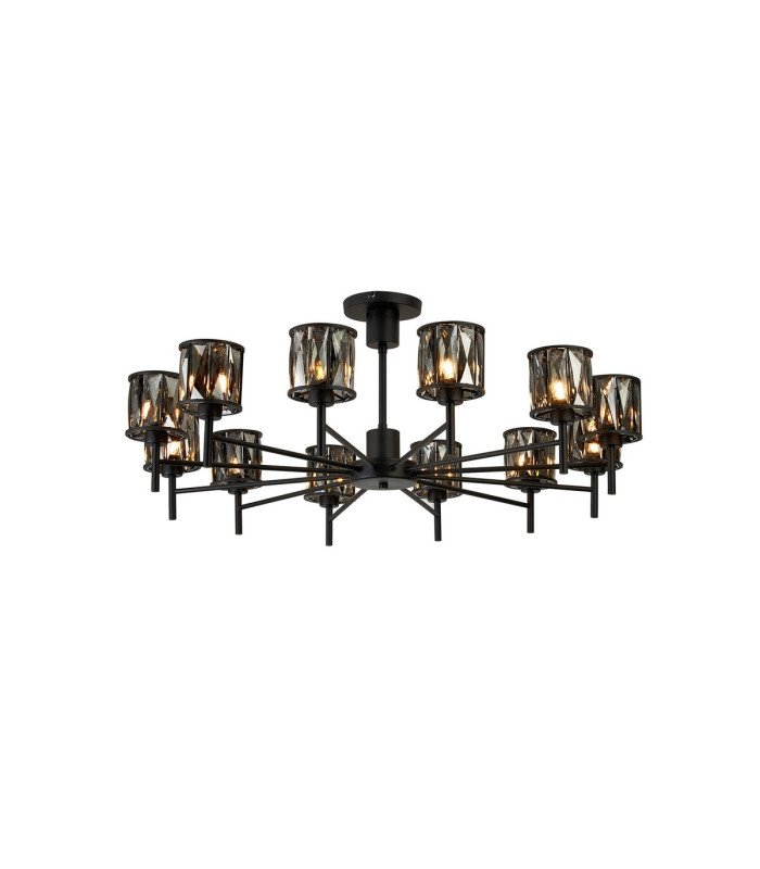 Keene 91.8cm 12 Light G9 Telescopic Light Satin Black / Smoke Crystal Shade-5