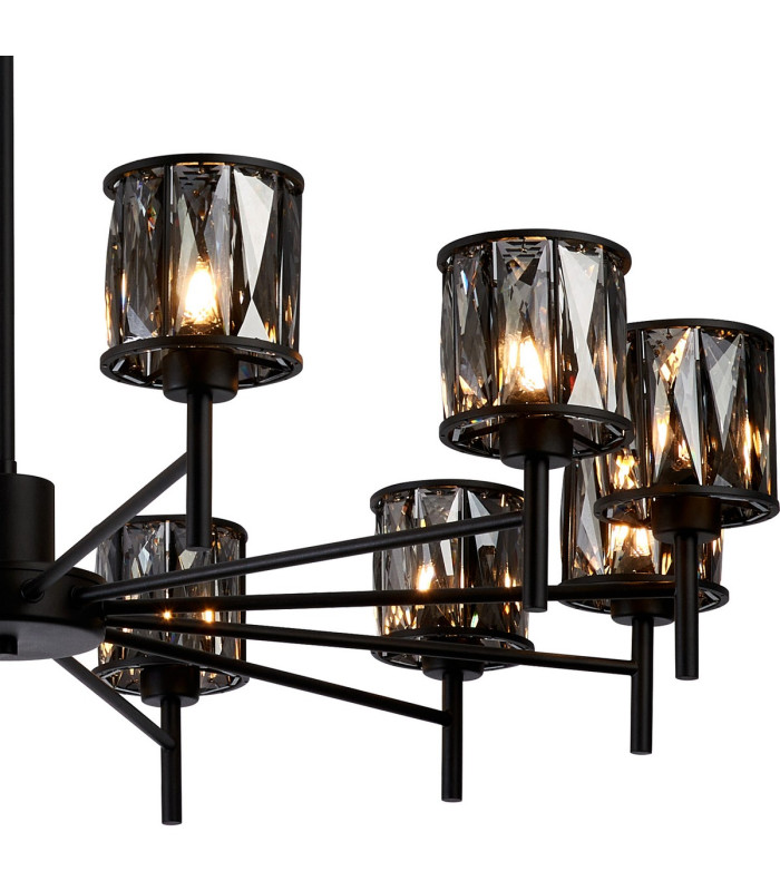 Keene 91.8cm 12 Light G9 Telescopic Light Satin Black / Smoke Crystal Shade-6