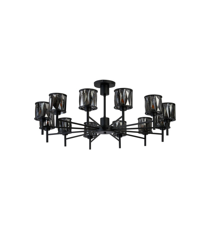 Keene 91.8cm 12 Light G9 Telescopic Light Satin Black / Smoke Crystal Shade-10