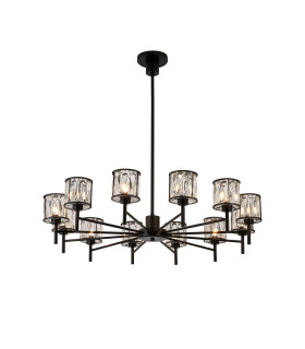 Keene 91.8cm 12 Light G9 Telescopic/Semi Flush Sand Black / Clear Crystal Shade-1