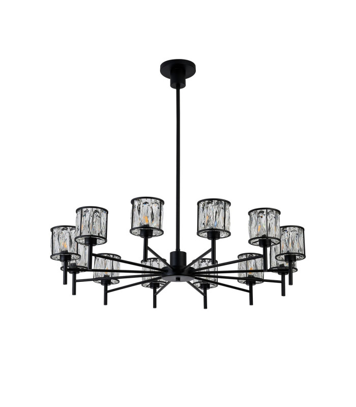 Keene 91.8cm 12 Light G9 Telescopic/Semi Flush Sand Black / Clear Crystal Shade-4