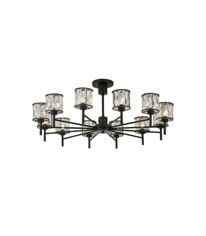 Keene 91.8cm 12 Light G9 Telescopic/Semi Flush Sand Black / Clear Crystal Shade-5