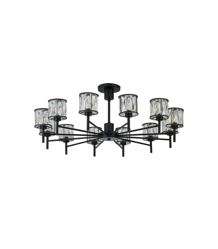 Keene 91.8cm 12 Light G9 Telescopic/Semi Flush Sand Black / Clear Crystal Shade-6