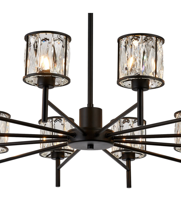 Keene 91.8cm 12 Light G9 Telescopic/Semi Flush Sand Black / Clear Crystal Shade-8