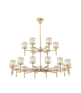 Keene 111.8cm 20 Light G9 2-Tier Light French Gold / Clear Crystal Shade Item Weight: 19.7kg-1