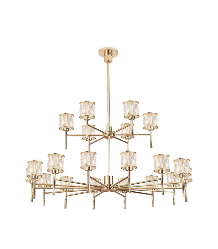 Keene 111.8cm 20 Light G9 2-Tier Light French Gold / Clear Crystal Shade Item Weight: 19.7kg-1
