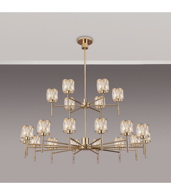 Keene 111.8cm 20 Light G9 2-Tier Light French Gold / Clear Crystal Shade Item Weight: 19.7kg-3