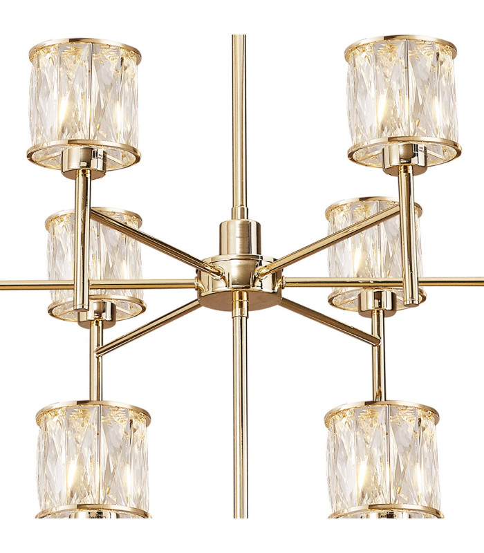 Keene 111.8cm 20 Light G9 2-Tier Light French Gold / Clear Crystal Shade Item Weight: 19.7kg-6
