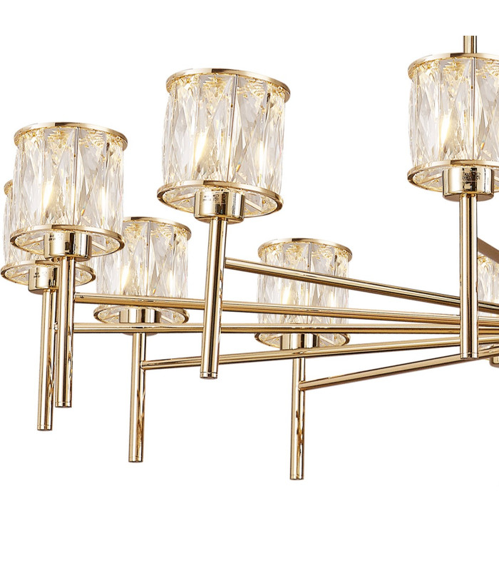 Keene 111.8cm 20 Light G9 2-Tier Light French Gold / Clear Crystal Shade Item Weight: 19.7kg-8