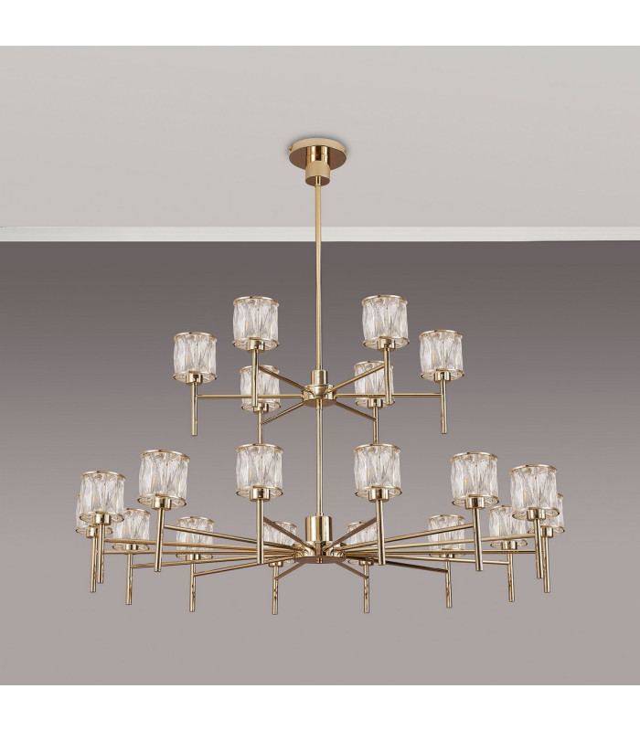 Keene 111.8cm 20 Light G9 2-Tier Light French Gold / Clear Crystal Shade Item Weight: 19.7kg-15