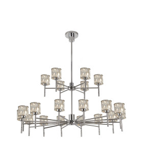 Keene 111.8cm 20 Light G9 2-Tier Light Polished Chrome / Clear Crystal Shade Item Weight: 19.7kg-1