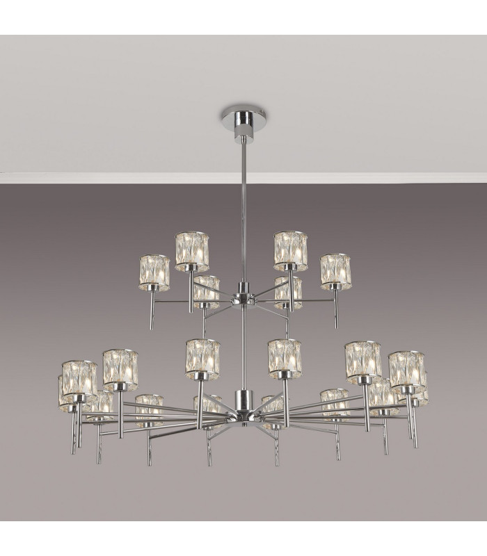 Keene 111.8cm 20 Light G9 2-Tier Light Polished Chrome / Clear Crystal Shade Item Weight: 19.7kg-3