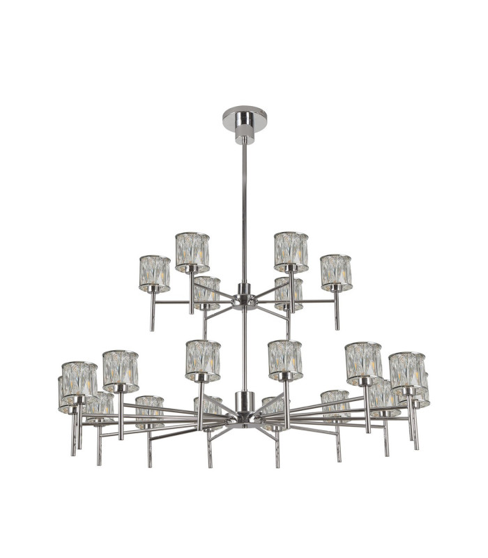 Keene 111.8cm 20 Light G9 2-Tier Light Polished Chrome / Clear Crystal Shade Item Weight: 19.7kg-4