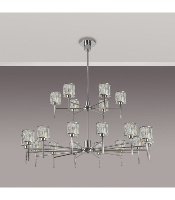 Keene 111.8cm 20 Light G9 2-Tier Light Polished Chrome / Clear Crystal Shade Item Weight: 19.7kg-15